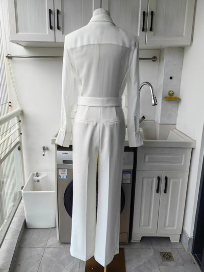 RS Ivory flora sheer belted jumpsuit