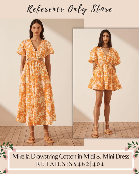 SJ Mirella Drawstring Orange cotton mini / midi dress