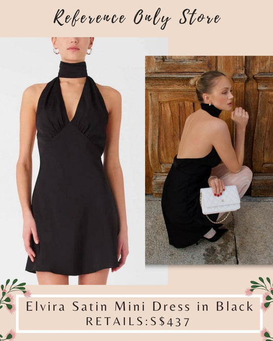 MS Elvira Satin Mini Black Dress