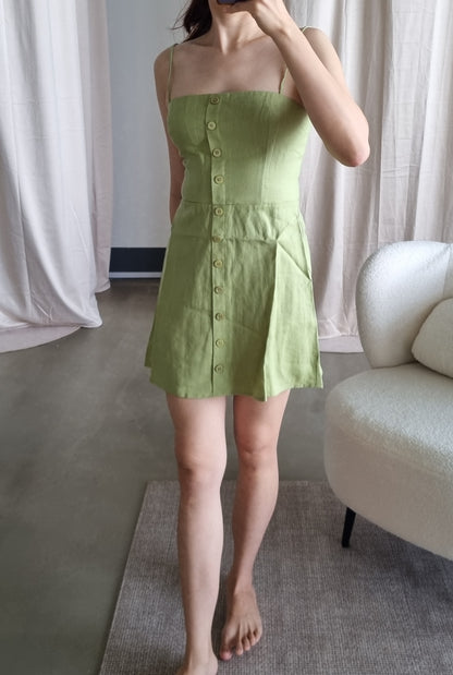 Readystock! Ref Huckleberry Linen Mini Dress in Green