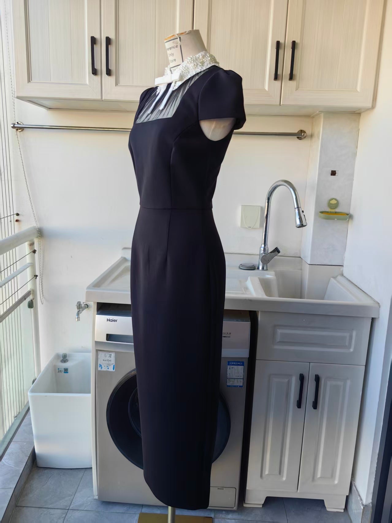 SP Black crepe bow collar mini and midi skirt