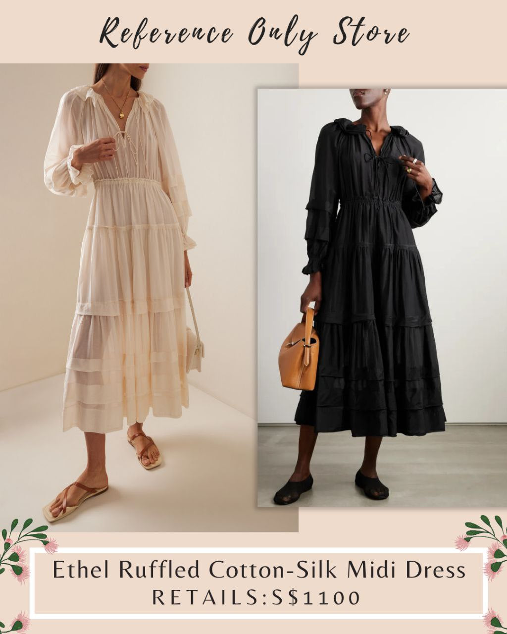 UJ Ethel ruffled silk cotton midi dress
