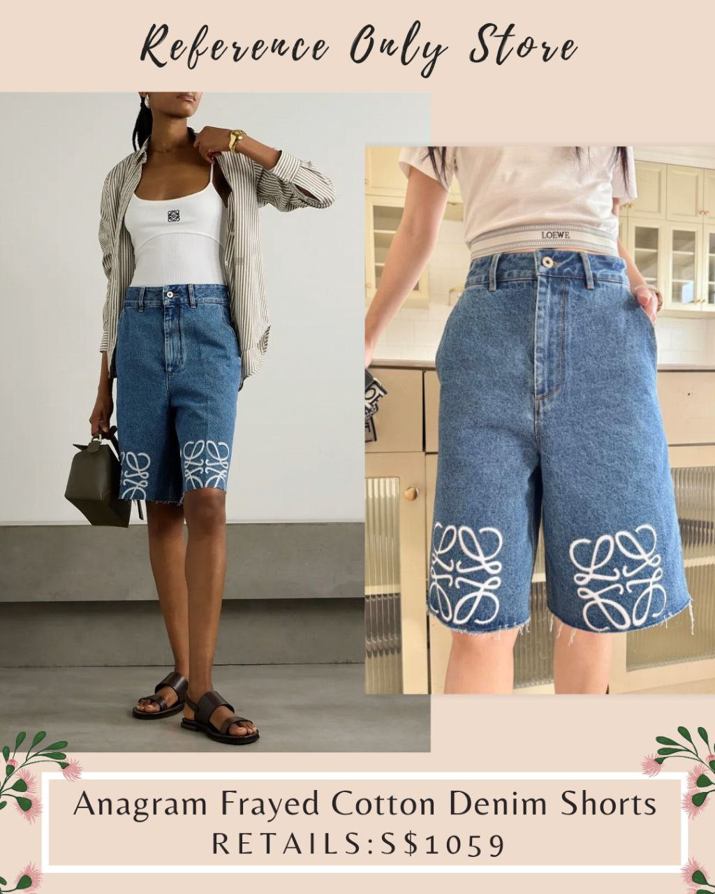 Readystock! LW Anagram Frayed cotton blue shorts denim