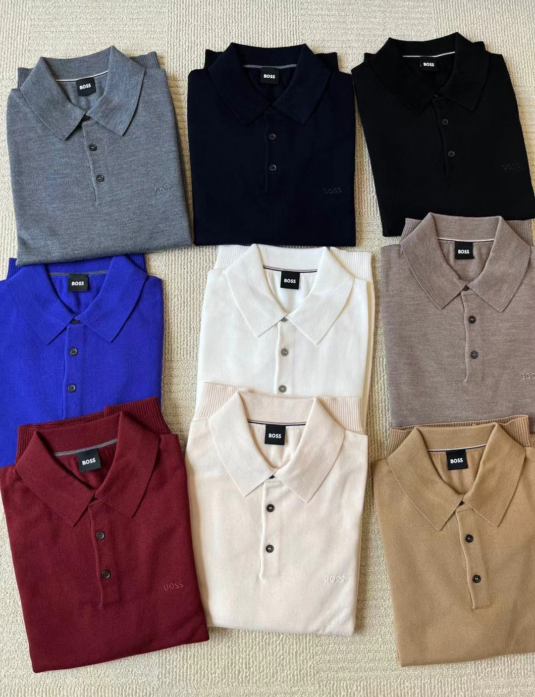 BSS Men's Pleins Long sleeve wool polo in 9 colors