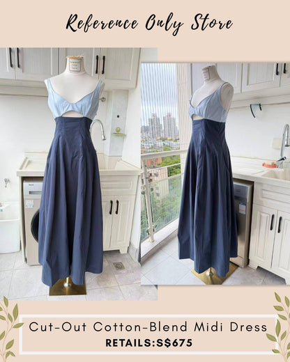 SK Cut out detail cotton blend midi dress