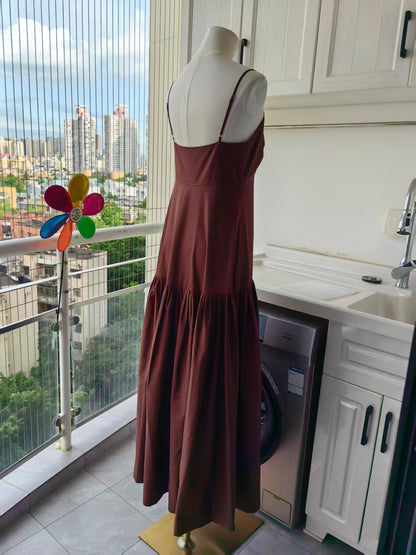 alc Harper cotton maxi dress in chocolate brown