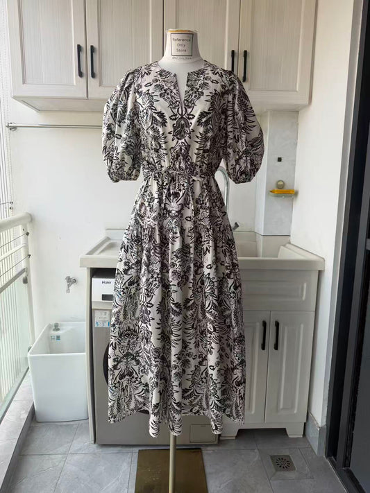 UJ Harriet cotton puff sleeve midi dress