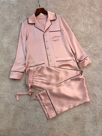 New colors! OVH Yves  pajamas  in silk satin in pink, white, stripe