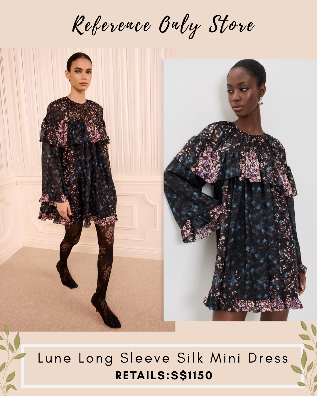 UJ Lune long sleeve silk mini dress