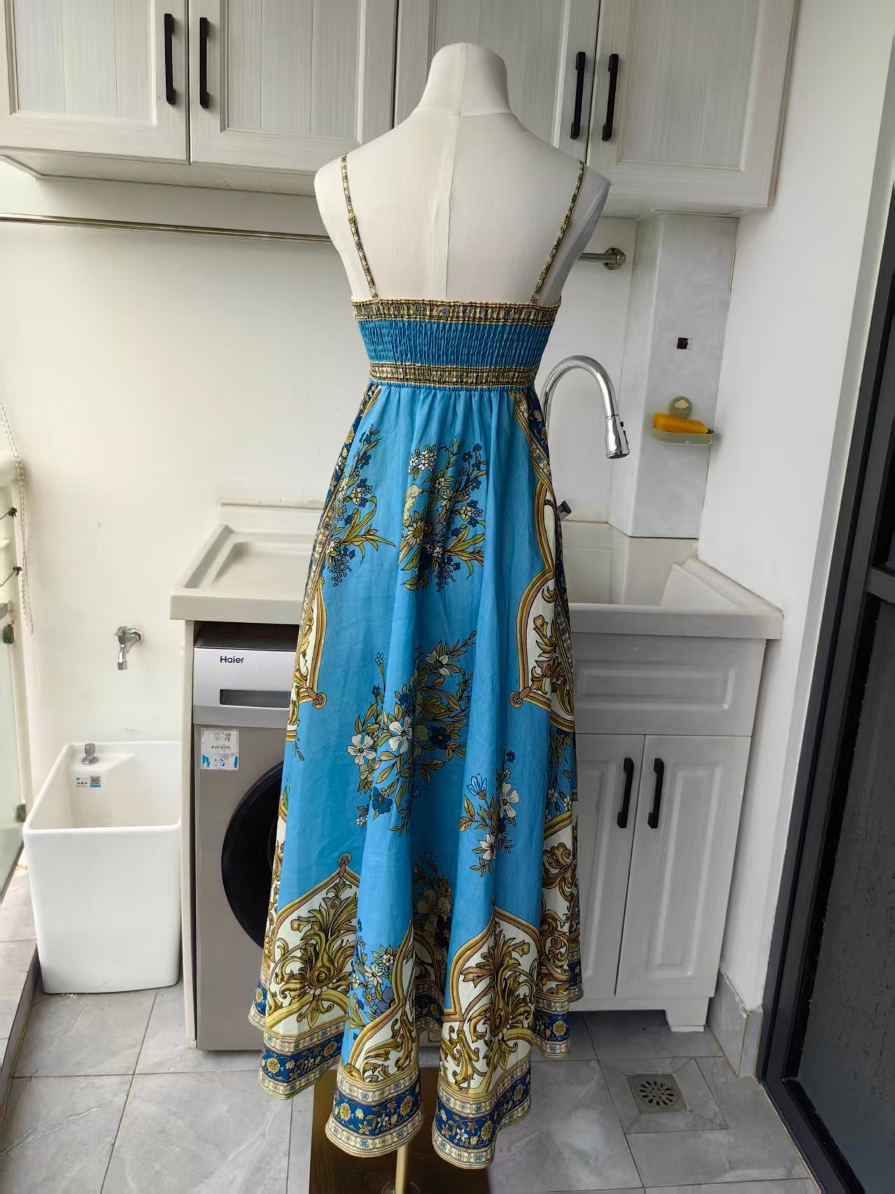 AM Blue Cassie linen midi Sun dress
