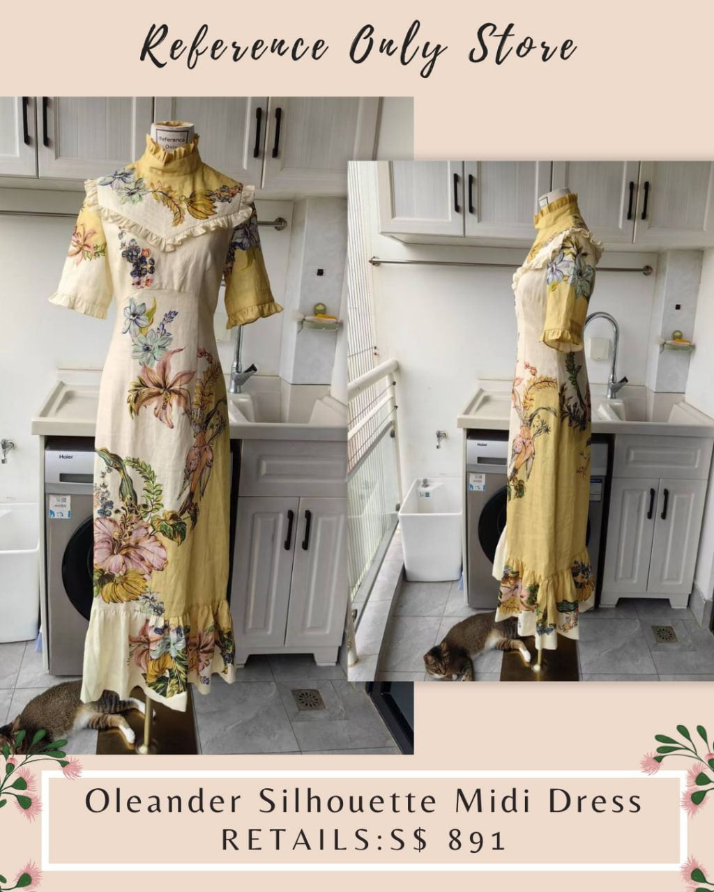 Pink flower printed maxi prom chiffon dress 5043