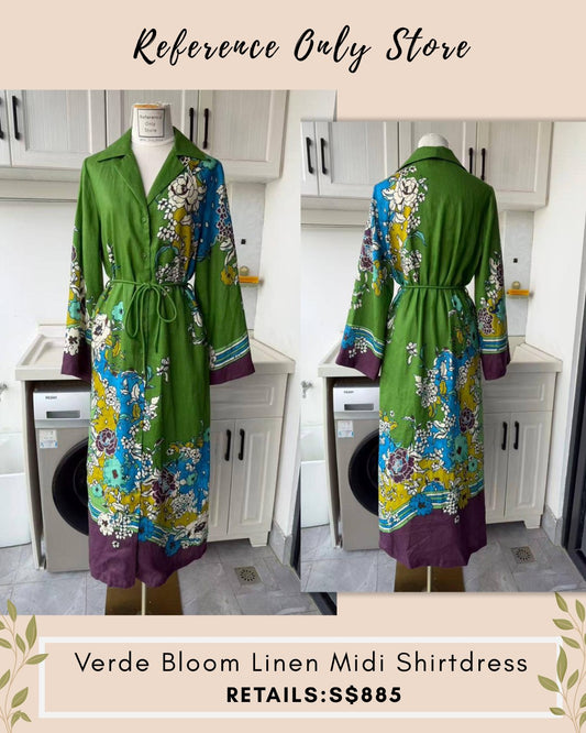 AM Verde bloom linen midi shirt dress