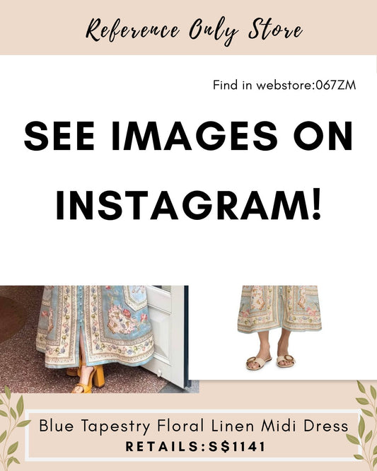 067ZM Blue Tapestry floral linen midi dress