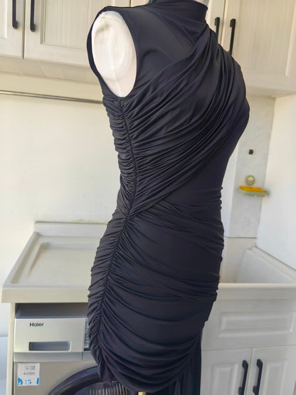 4 colors! DLV Ravenna Draped Viscose jersey mini dress