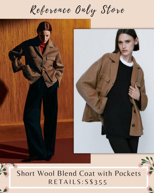 MD Short Wool Blend Coat with Pockets in Brown