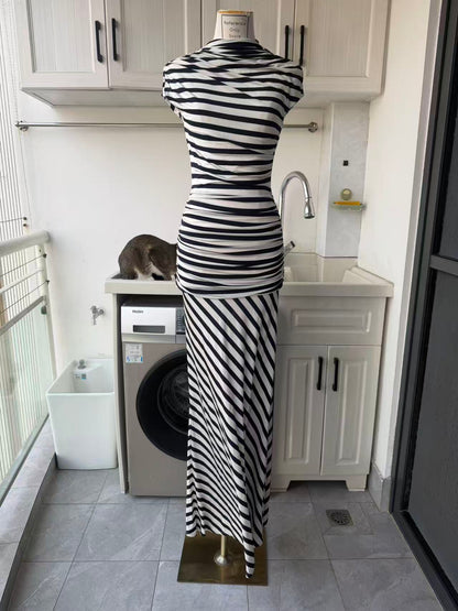 SP Navy stripe viscose blend maxi dress