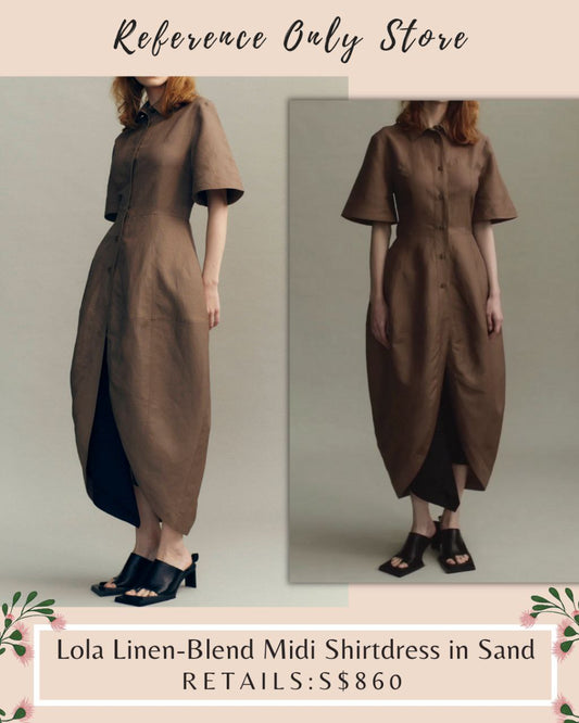 LM Lola Linen Blend Midi shirt dress in sand