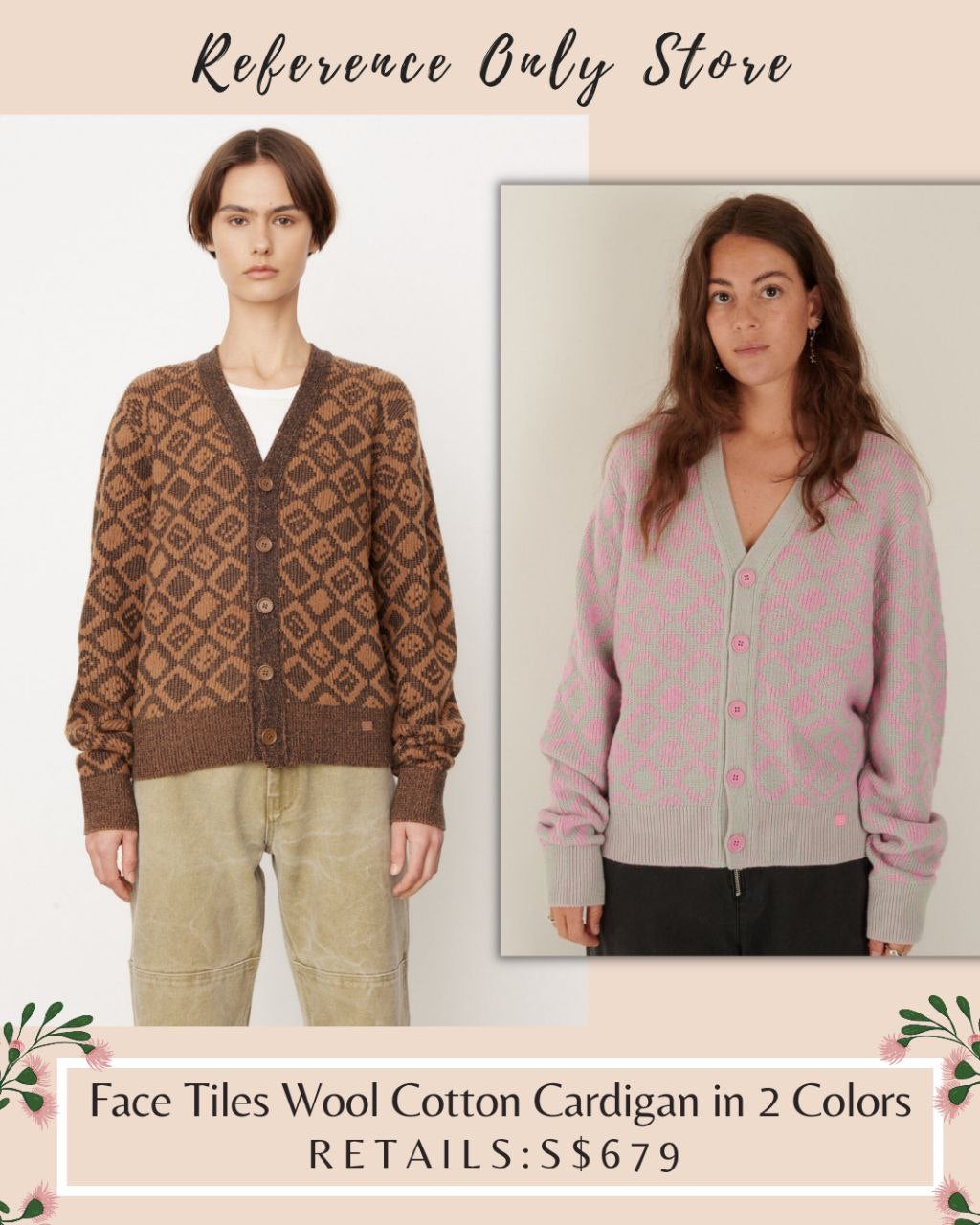 AC Face Tiles Wool Cotton Cardigan in 2 colors