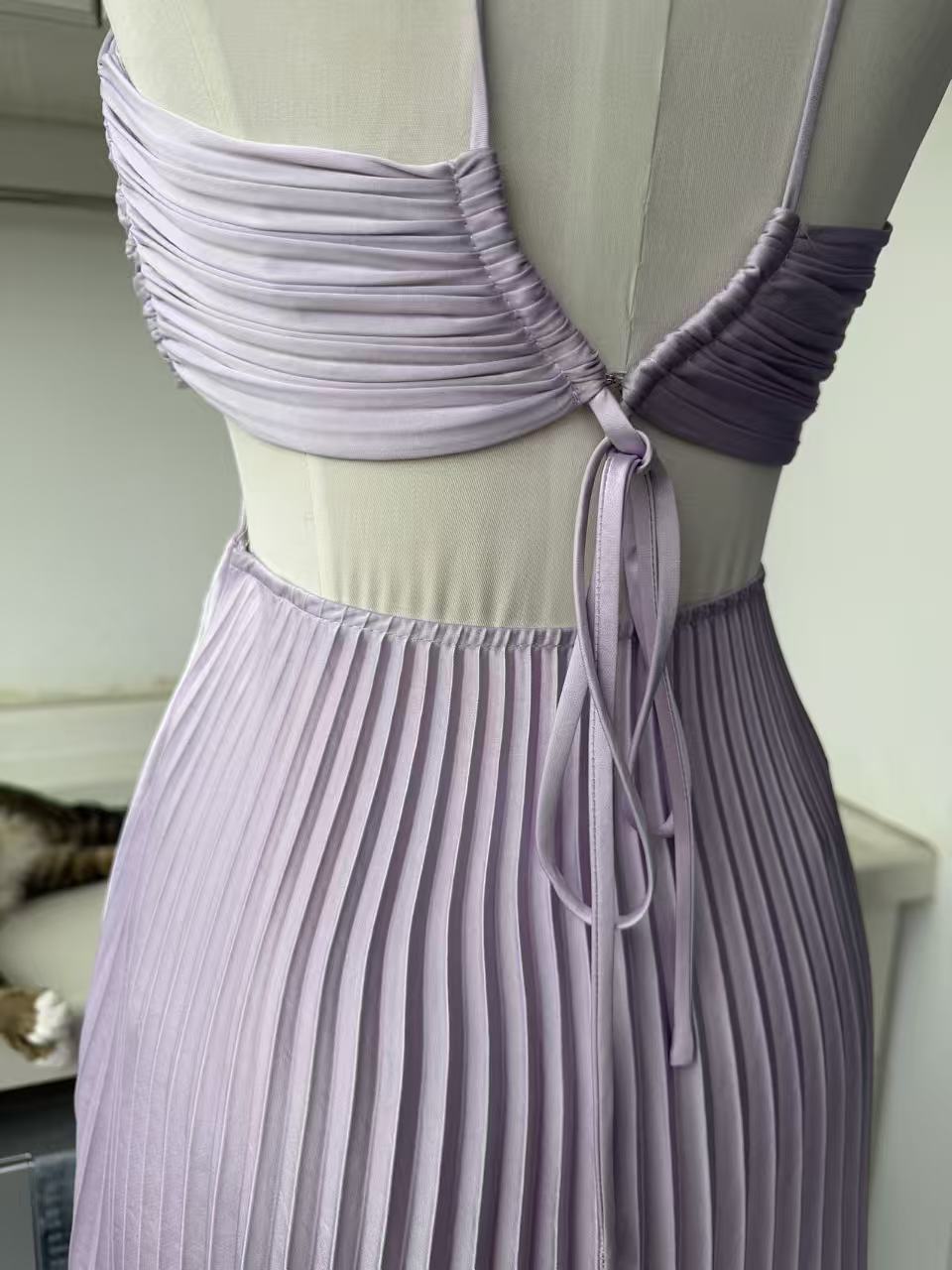 ALC Moira satin pleated maxi dress