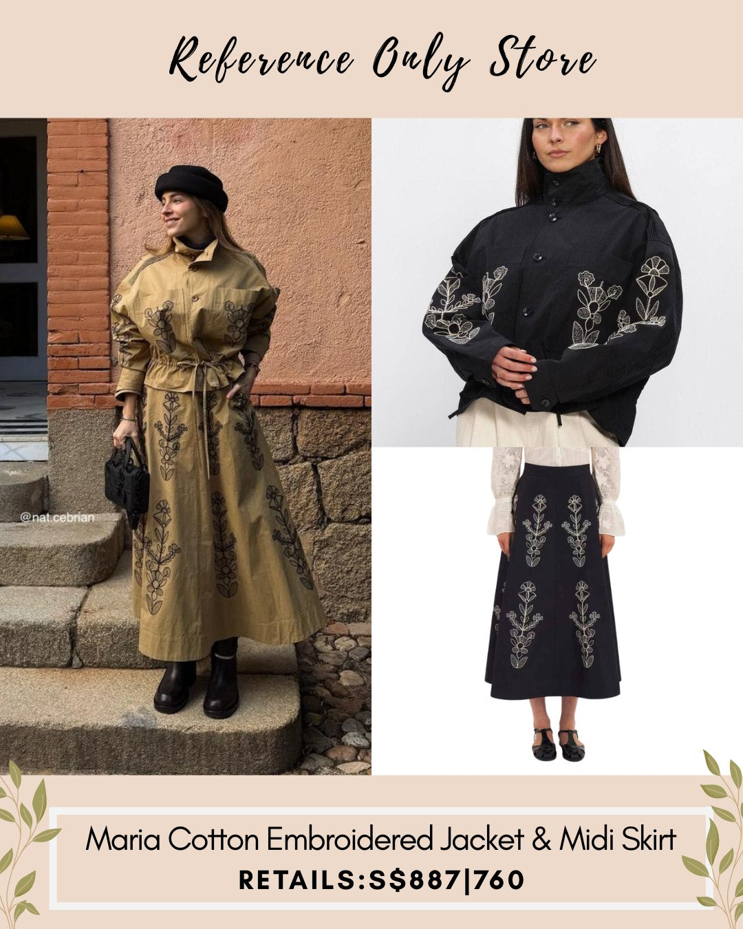 AB Maria cotton embroidered jacket and midi skirt