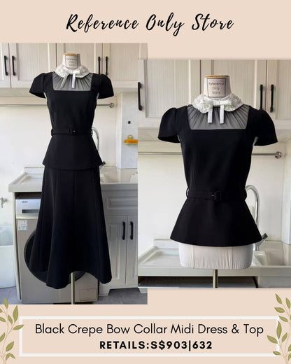 SP Black crepe bow collar midi dress and top