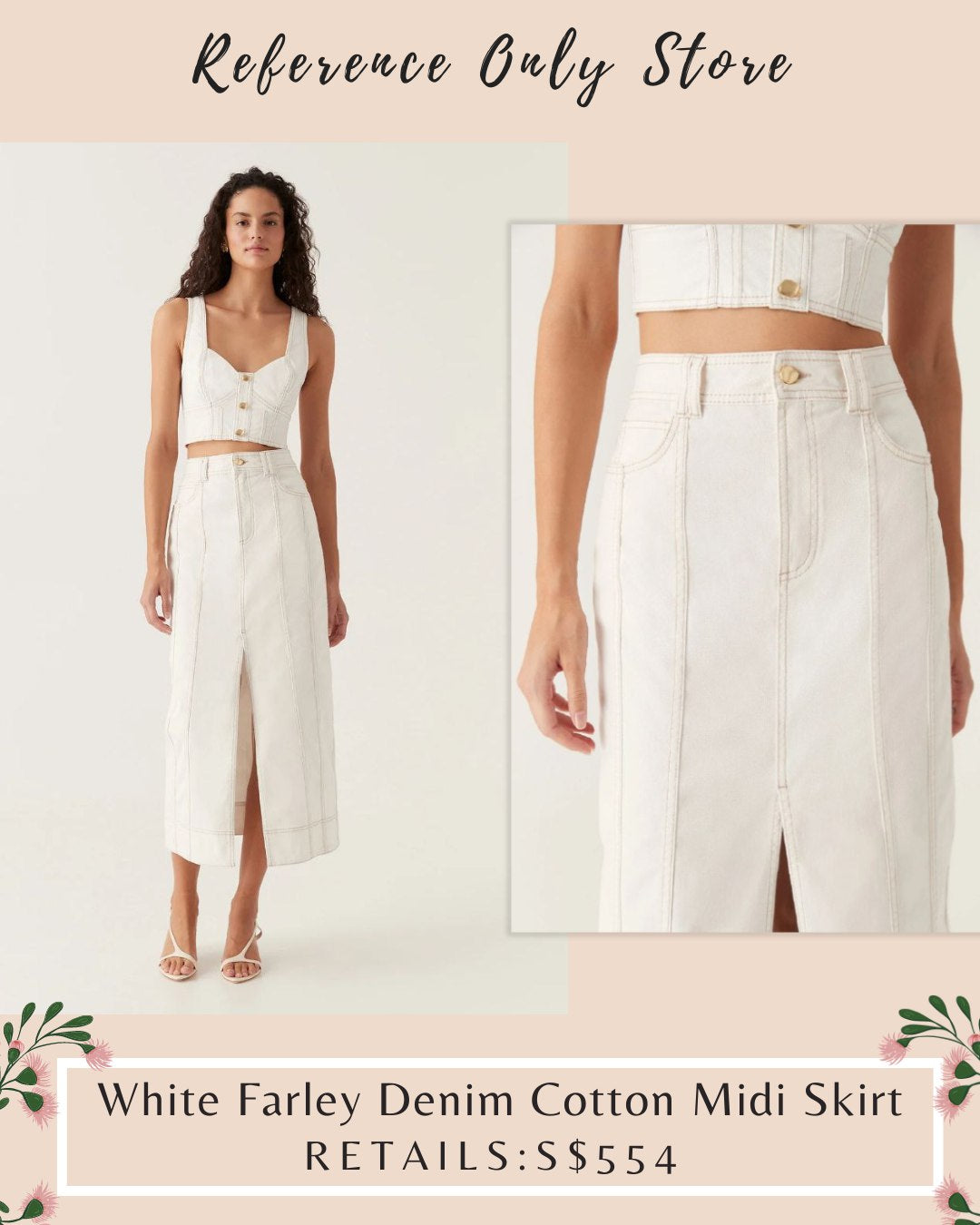 AJ White Farley denim midi skirt