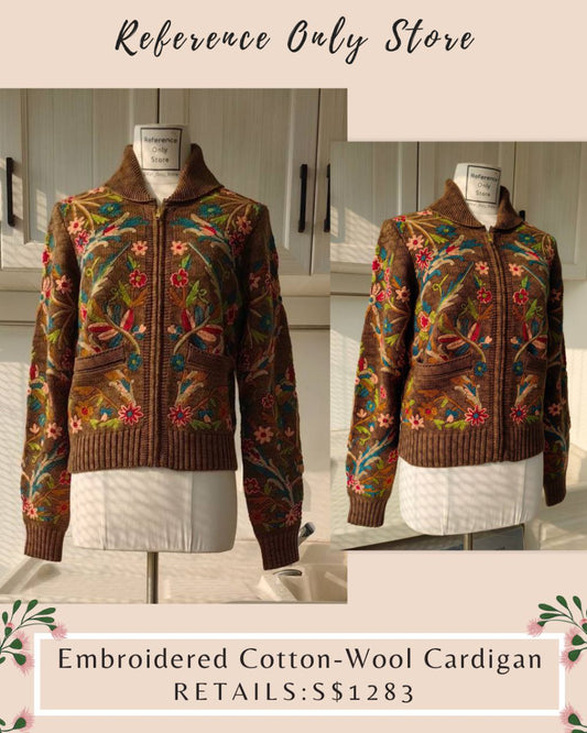 RL wool cotton blend embroidered Cardigan