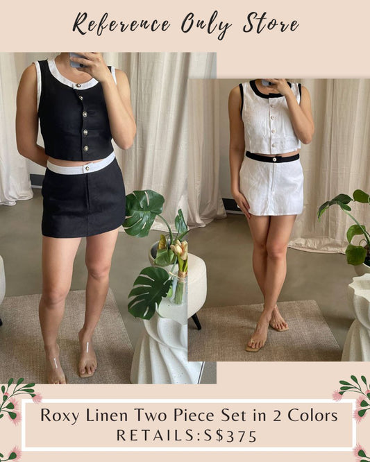 2 colors! Ref Roxy Linen Two piece Set in black or white