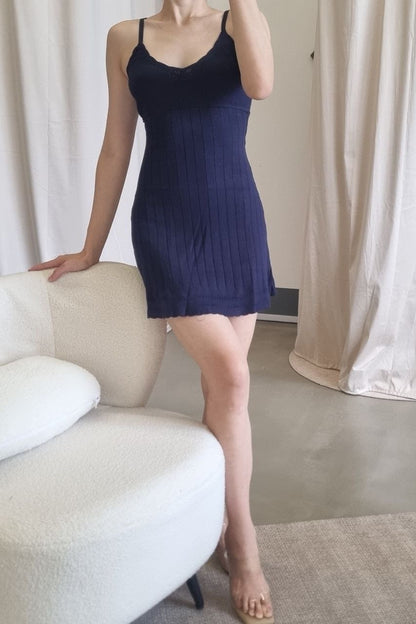 RP Charlotte Knitted Mini Dress in navy