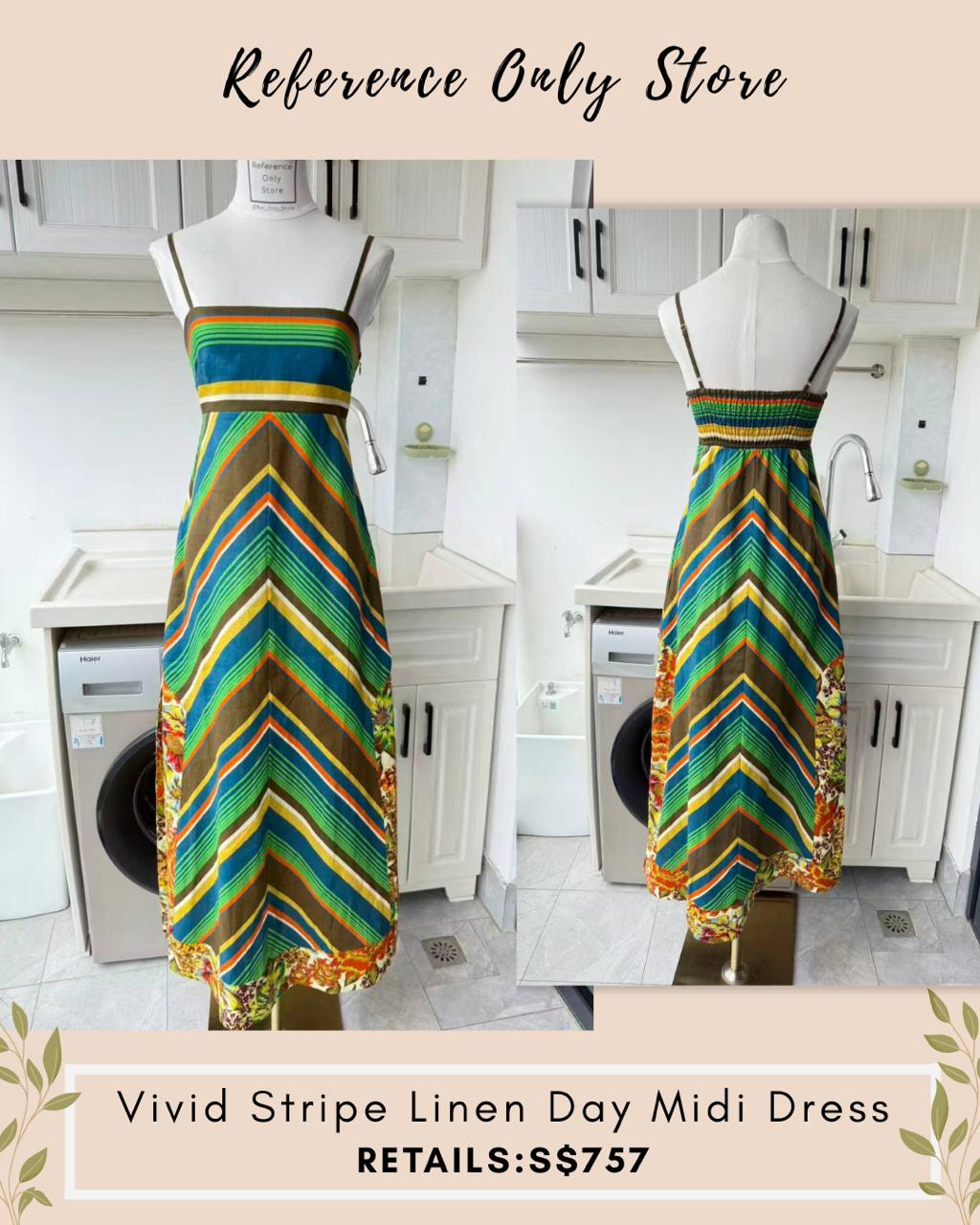 AM Vivid stripe linen midi dress