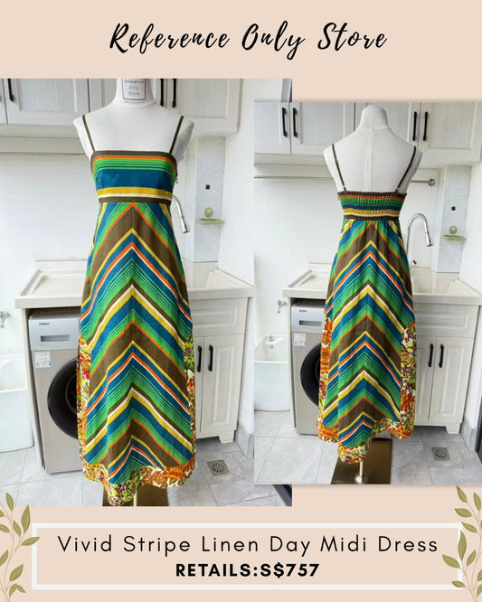 AM Vivid stripe linen midi dress