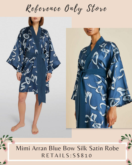 OVH Mimi Aran blue Bow silk satin robe