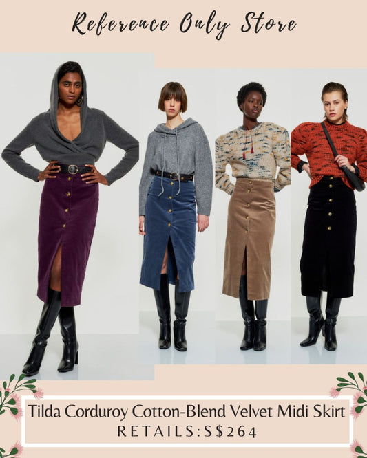 AB Tilda Corduroy cotton blend velvet Midi skirt
