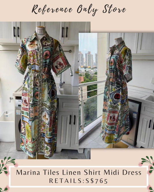 AM Tiles Linen midi dress