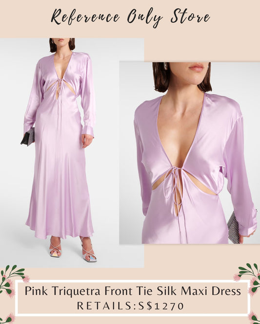 CE Pink Triquetra Front tie silk maxi dress