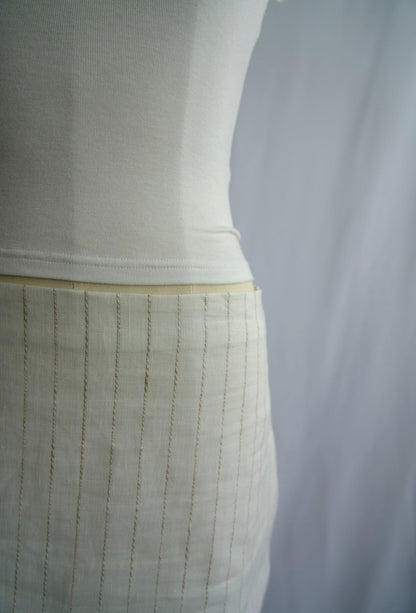 Madrid Curve Linen Pinstripe Mini Skirt