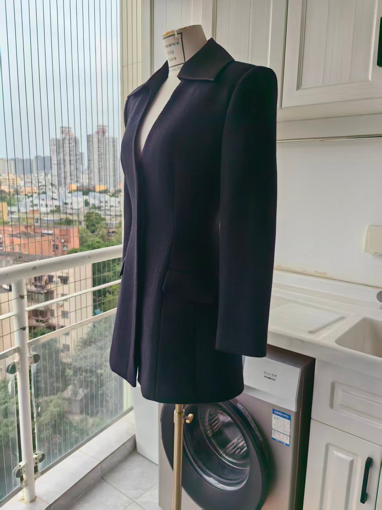 SP Black Wool blend double breasted coat