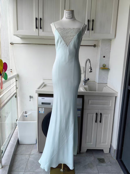 RM lace trimmed silk gown in 2 colors