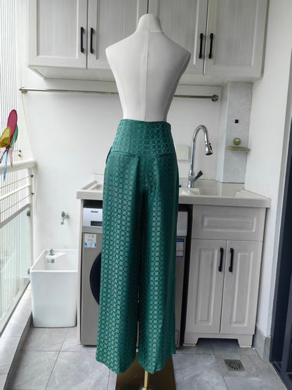 VB Issel Colter Green Geometric Viscose silk blend jacket and pants
