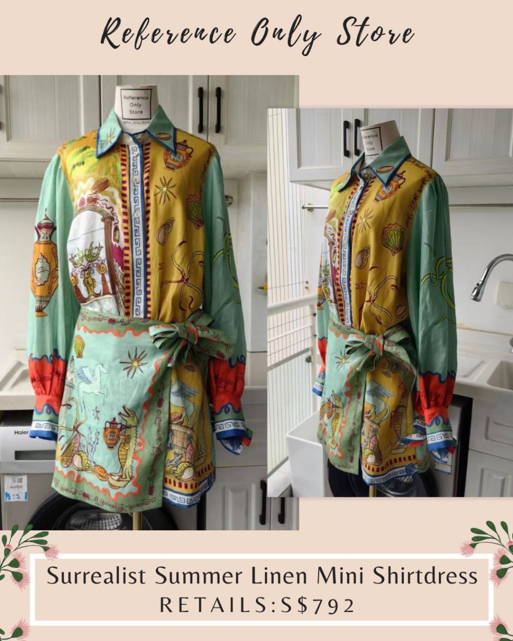 AM Surrealist summer linen mini dress
