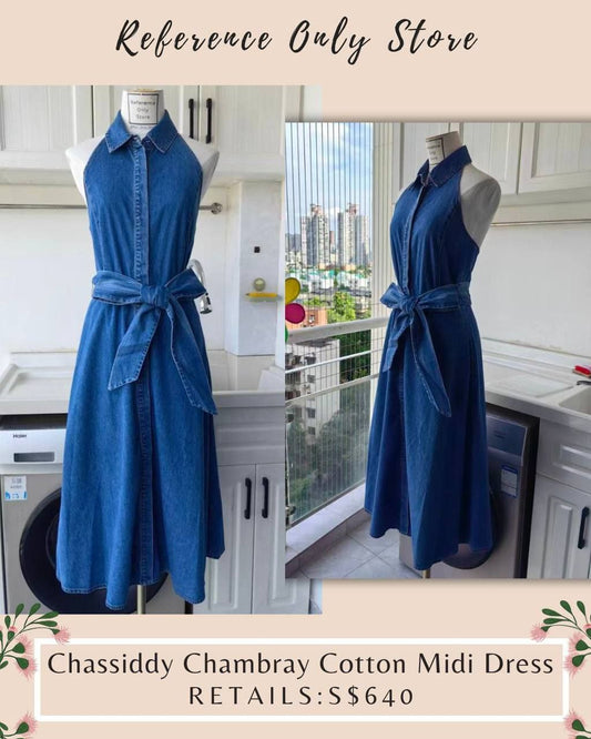 AO Chassidy chambray cotton midi dress halter