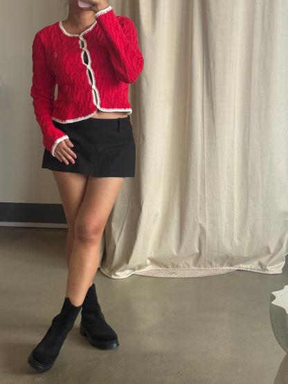 RL Cable knit cropped cotton cardigan