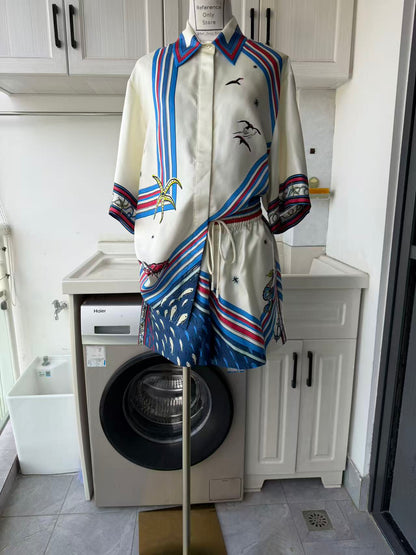 AM Ocean voyage silk shirt and shorts