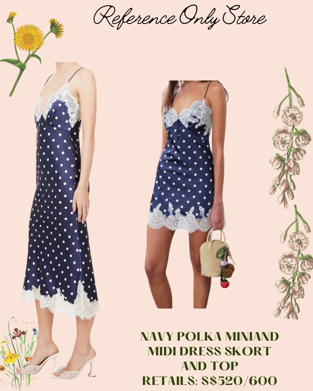 SP Dark Blue polka dot strap midi / mini dress