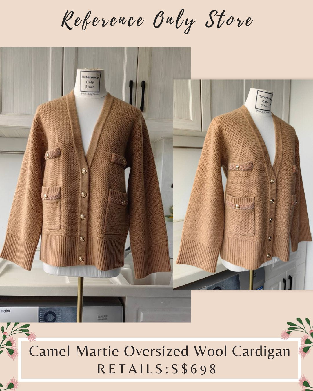 SD camel martie oversized wool cardigan