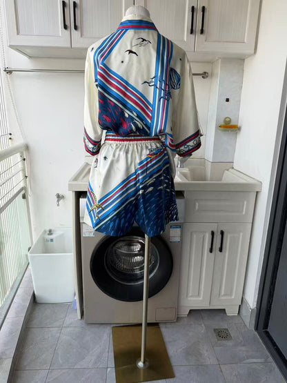 AM Ocean voyage silk shirt and shorts