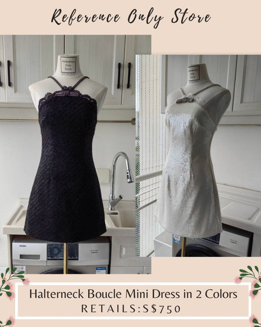 Sp Halterneck Boucle Mini Dress