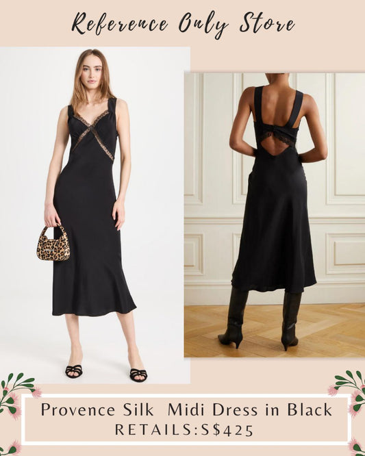 Ref Provence Silk Black Midi dress