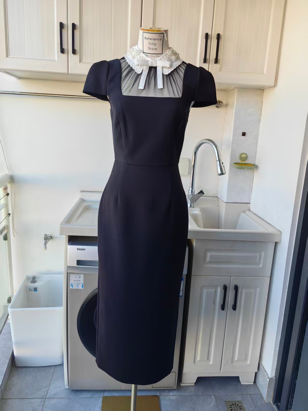 SP Black crepe bow collar mini and midi skirt