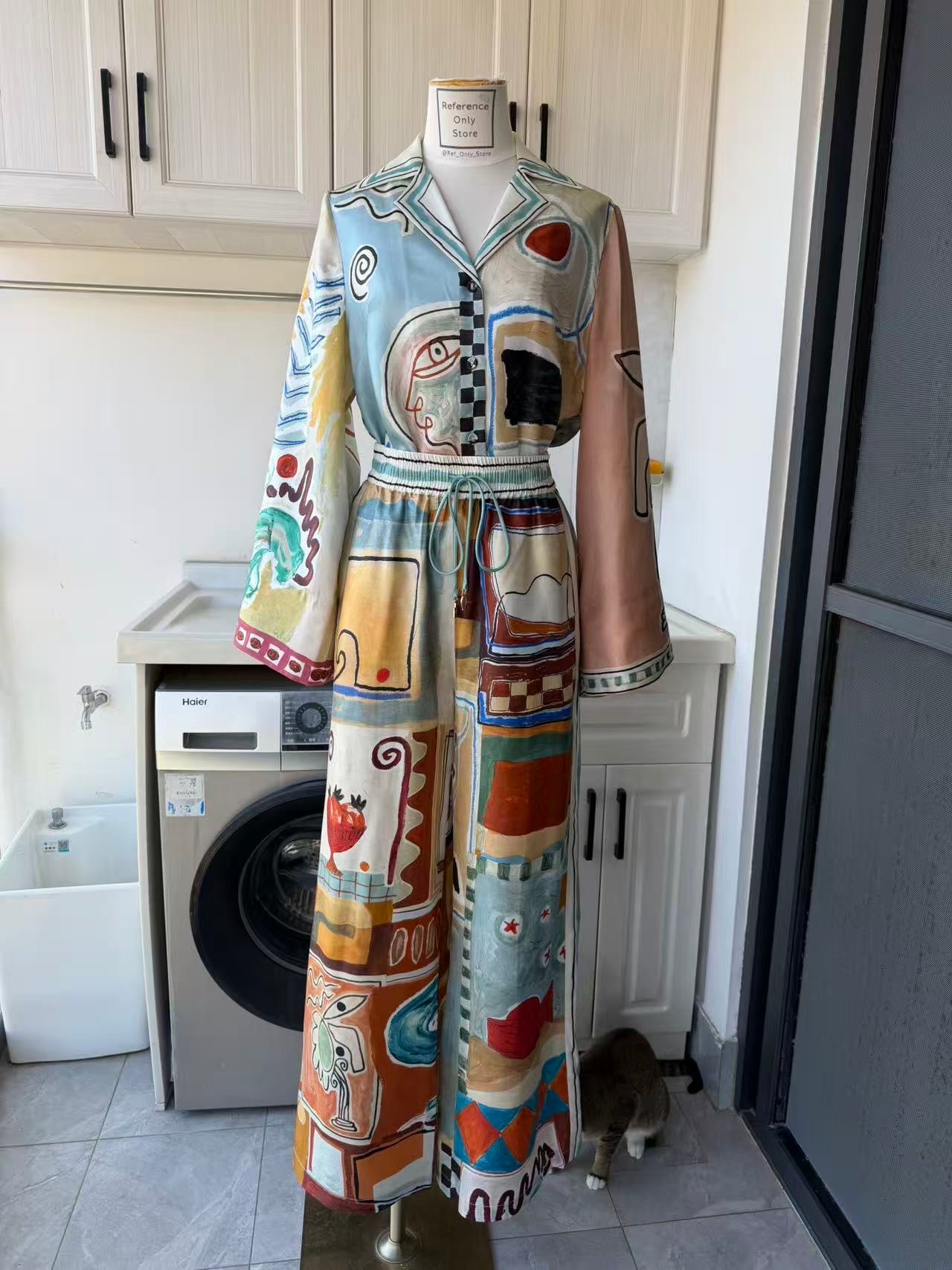 AM Resort canvas silk shirt and pants